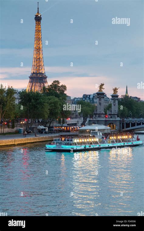 The Eiffel Tower And River Seine Paris France Stock Photo Alamy