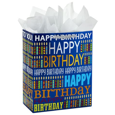 Hallmark 13 Large Birthday T Bag With Tissue Paper Blue Happy