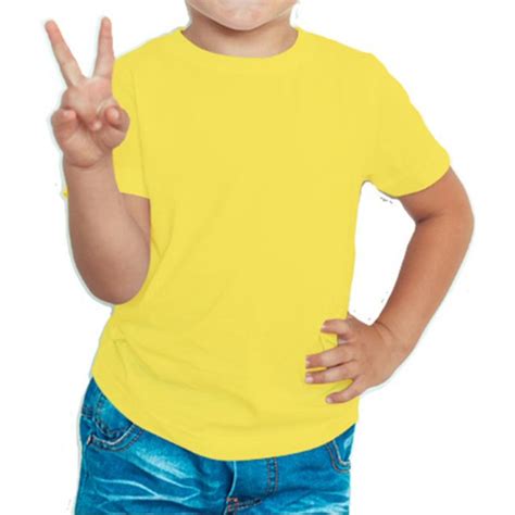 Yellow Plain Kids Boys Round Neck T Shirt Xtees