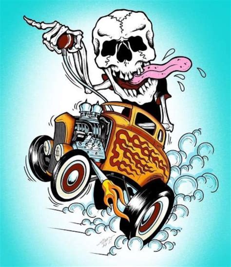 Neotraditional Hot Rod Skull Tattoo Flash Print Wall Art Etsy