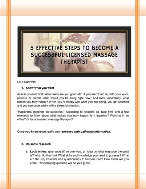 5 effective steps to become a successful licensed massage therapist pdf