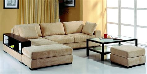 Inspired home bailey velvet contemporary coffee table ottoman. Beige Microfiber Sectional Sofa w/2 Ottomans & Bookcase