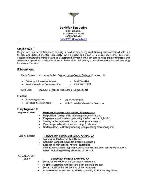 48 Best Bartender Resume Examples For Your School Lesson