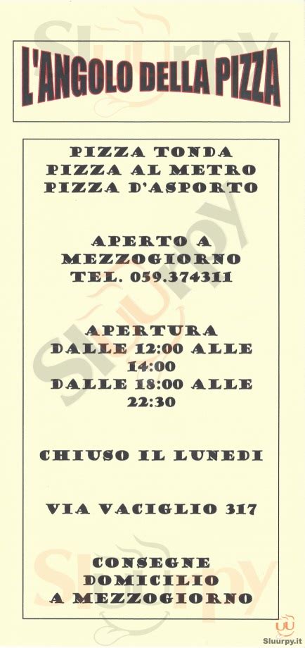 Menù Langolo Della Pizza Modena Specialità E Piatti Del Menù Principale
