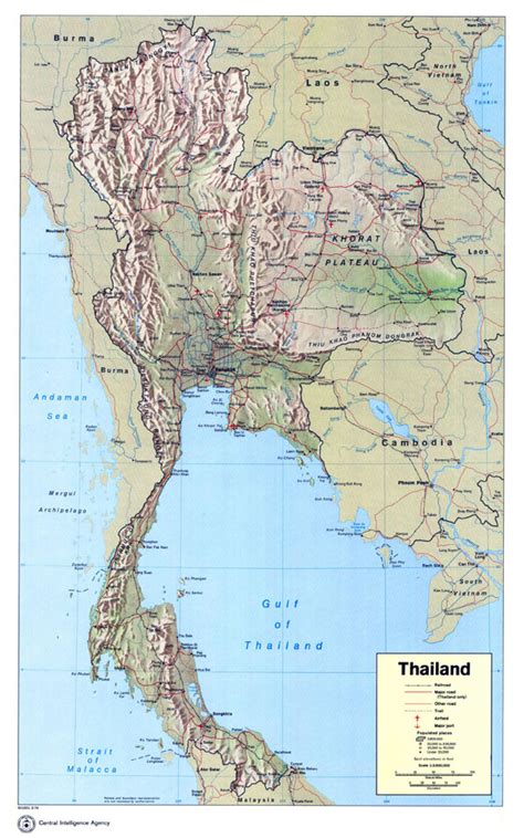 Large Detailed Political Map Of Thailand With Relief Roads Cities