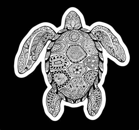 Zentangle Sea Turtle Sticker Etsy Uk