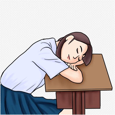 Girl Sleeping On The Desk Png Transparent Background And Clipart Image