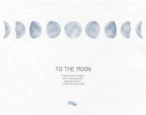 Watercolor Moon Phases Moon Clipart Blue Moon Hand Drawn Etsy