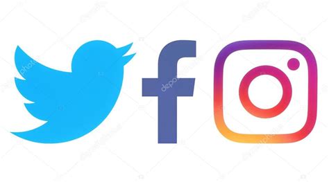 Facebook Twitter En Instagram Logo S Redactionele Stockfoto