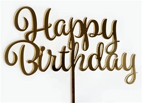 Gobake Happy Birthday Cake Topper Gold