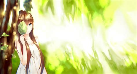 Hình Nền Ánh Sáng Mặt Trời Tóc Dài Anime Cô Gái Mắt Xanh Thiên