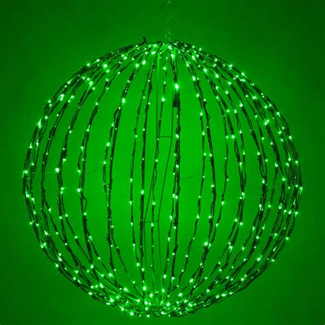 Green Led Christmas Light Ball Fold Flat Green Frame
