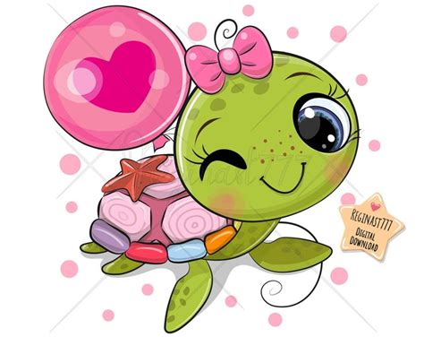 Cute Turtle Print Png Turtle Clipart Terrapin Water Sea Baby