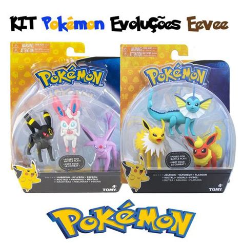 Kit 6 Boneco Pokémon Evoluções Eeevee Tomy Colecionáveis Magazine