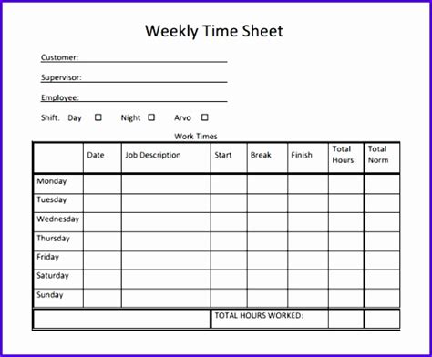 Blank Time Sheets