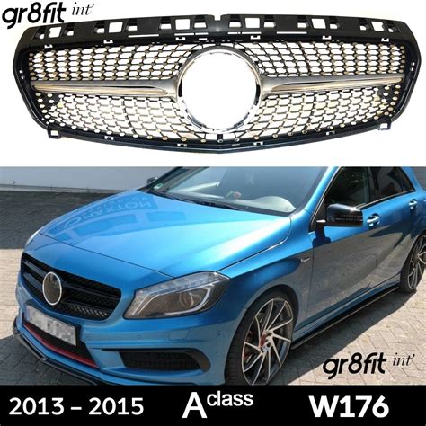 Diamond Style Abs Black Silver Front Radiator Grill Grille For Mercedes