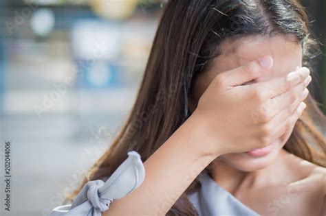 Crying Girl Doing Face Palm Unhappy Sad Woman Crying Portrait Of