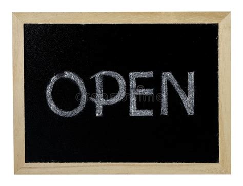 Black Chalkboard Frame With An Open Sign Stock Photo Image Of Note