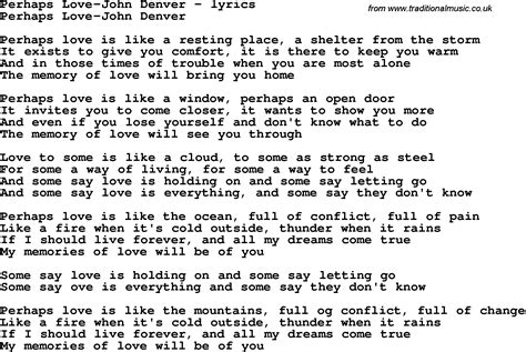Love Song Lyrics Forperhaps Love John Denver