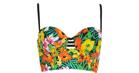 Lyst Forever 21 Island Fever Longline Bikini Top In Green