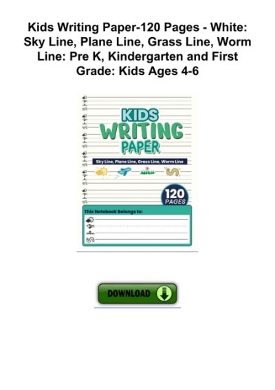 Kids Writing Paper120 Pages White Sky Line Plane Line Grass Line Worm