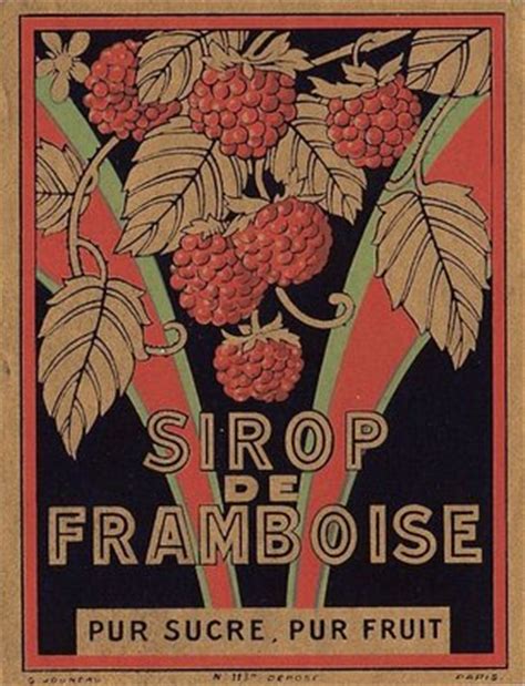 vintage french label framboise  graphics fairy