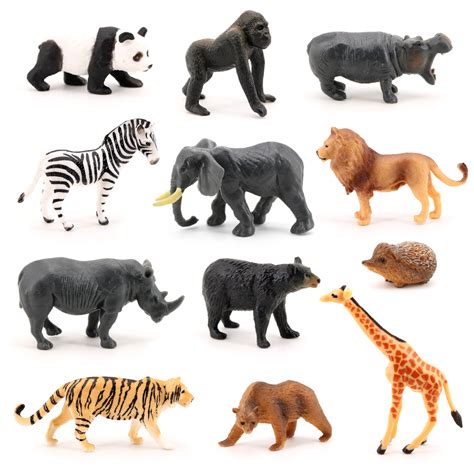 Volnau 12pcs Mini Safari Animal Toys Wild Animal Figurines Miniature