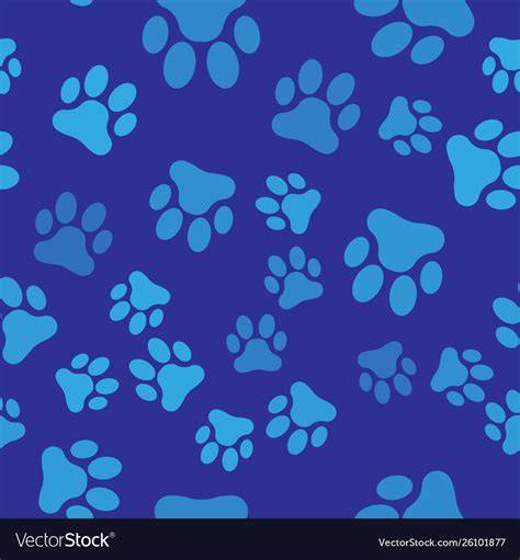 Blue Paw Print Icon Isolated Seamless Pattern On Vector Image