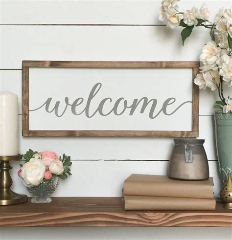 Welcome Sign Welcome Wood Sign Farmhouse Wall Decor