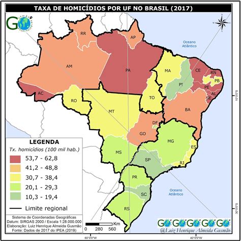 Geografia E Cartografia Digital Mapa Da Morte Os Estados Mais Violentos Do Brasil
