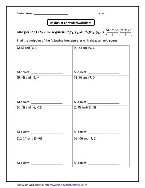 Https://tommynaija.com/worksheet/the Midpoint Formula Worksheet Answers