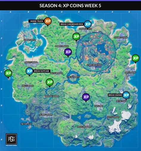 Fortnite Season 4 Xp Coins Locations Maps For All Weeks Pro Game