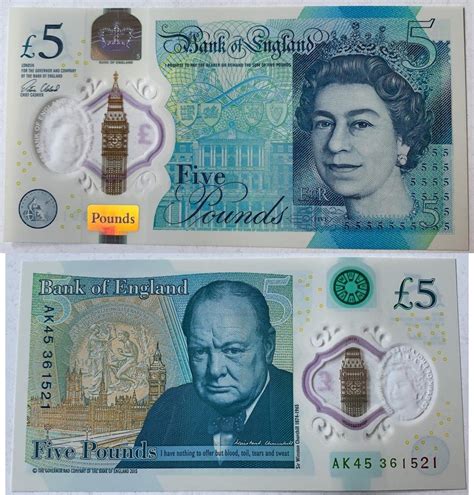 Great Britain Scotland 2015 Polymer Commemorative Banknotes 5 Pounds Unc