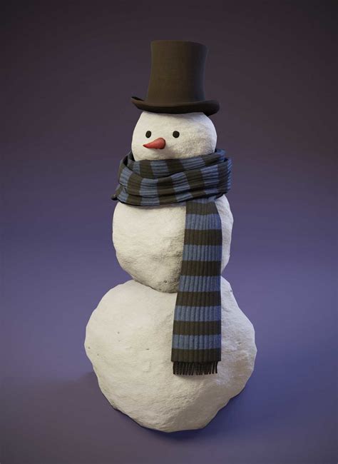 3d Model Snowman Realistic 3d Model Vr Ar Low Poly Cgtrader