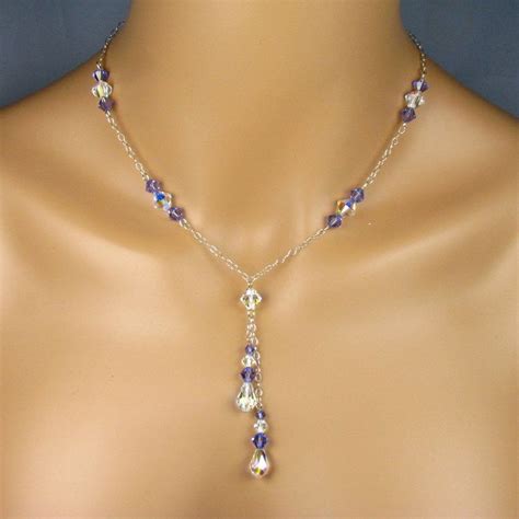 Purple Necklace Bridesmaid Necklace Tanzanite By Twobewedjewelry