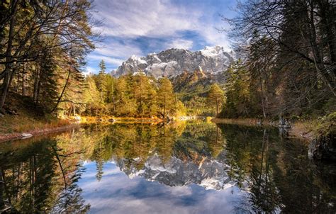 Wallpaper Autumn Forest Trees Mountains Lake Reflection Germany