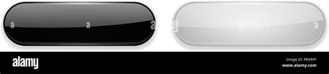 Black And White Glass Buttons Oval 3d Shiny Icons Stock Vector Image