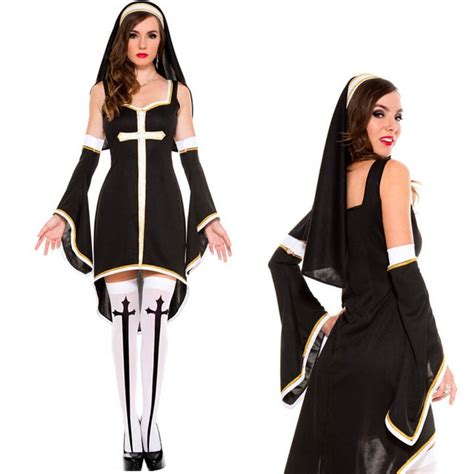 Adult Womens Sinfully Sexy Bad Habit Nun Costume Halloween Party Wear