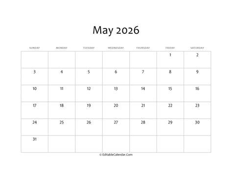 May 2026 Printable Calendar With Holidays