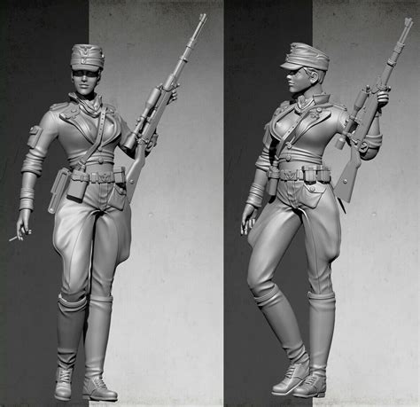 135 Resin Figure Model Kit German Sexy Female Sniper Beautiful Soldier