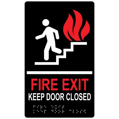 Ada Fire Exit Keep Door Closed Braille Sign Rre 270 Multiwhtonblk
