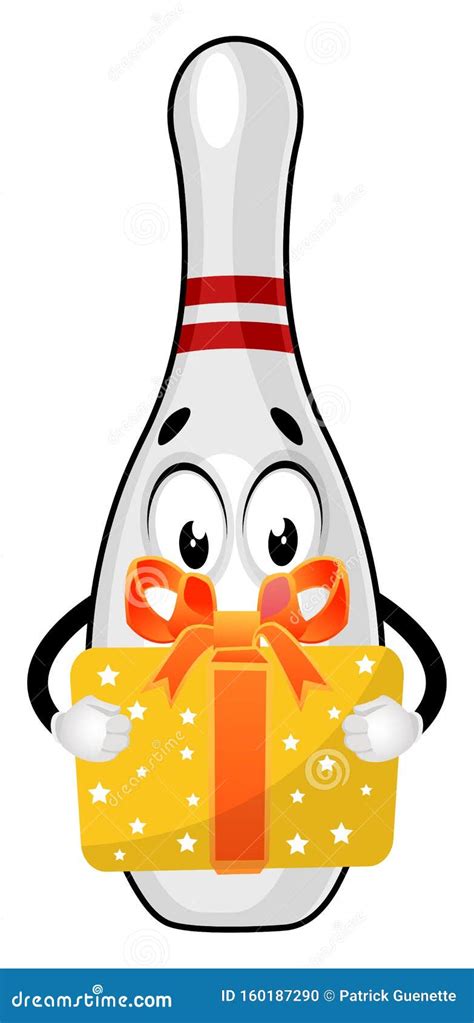 Bowling Pin With Birthday Present Illustration Vector Stock Vector