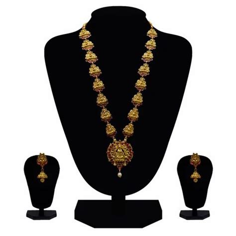 Look Ethnic Gold Plated Long Necklace For Women Lemzl00073 सोना चढ़ा