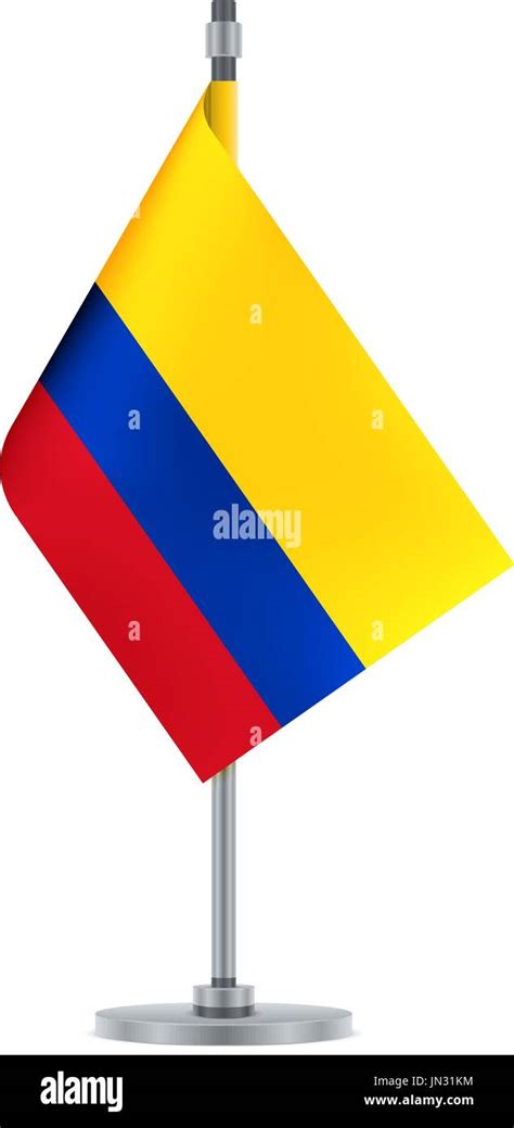 Flag Design Colombian Flag Hanging On The Metallic Pole Isolated