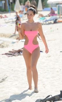 Tulisa Contostavlos In A Pink Cutaway Swimsuit At A Beach In Ibiza