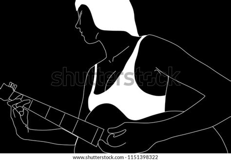 Sexy Beautiful Girl Wearing Undershirt Playing Stock Illustration