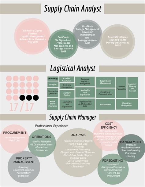 Analyzing supply chain procedures and building efficient strategies for streamlining them. Infographic Supply Chain Resume