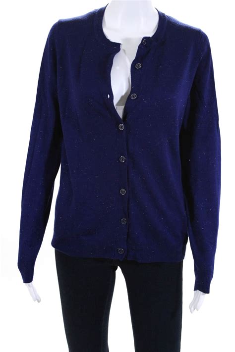 Nicole Miller Original Womens Cardigan Sweater Cobalt Blue Size Medium