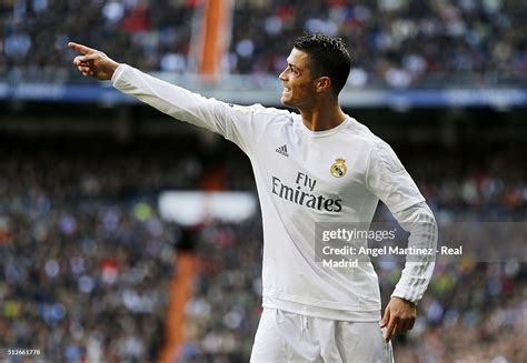 Cristiano Ronaldo Of Real Madrid Gestures During The La Liga Match