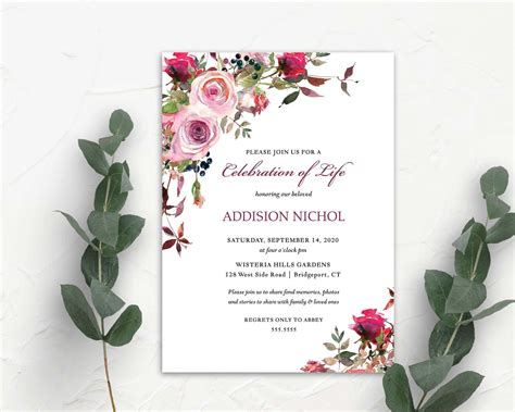 Funeral Invitation Digital Template Memorial Service - Etsy Australia